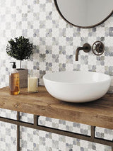 EMILIA Casentinesi Calacatta Bluette, PAPER WHITE Thassos White Mosaic Tile - TILE & MOSAIC DEPOT