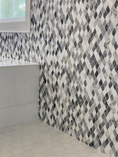 EMILIA Parma Calacatta Bluette, Thassos White Mosaic Tile - TILE & MOSAIC DEPOT