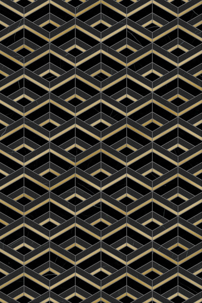 Nero Marquina Black Marble Brass Polished Mosaic Tile - TILE & MOSAIC DEPOT