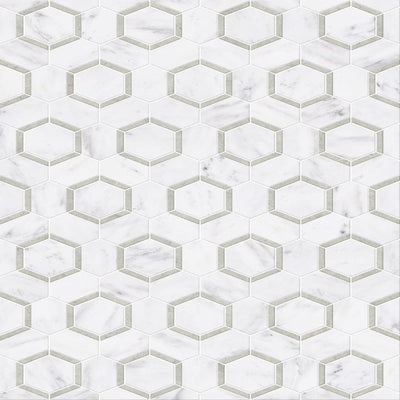 Asian Statuary Talia Gray Hexagon Marble Polished Mosaic Tile - TILE & MOSAIC DEPOT