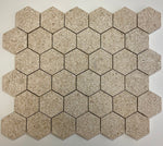 Gascogne Beige 2x2 Hexagon Tumbled Limestone Mosaic Tile.