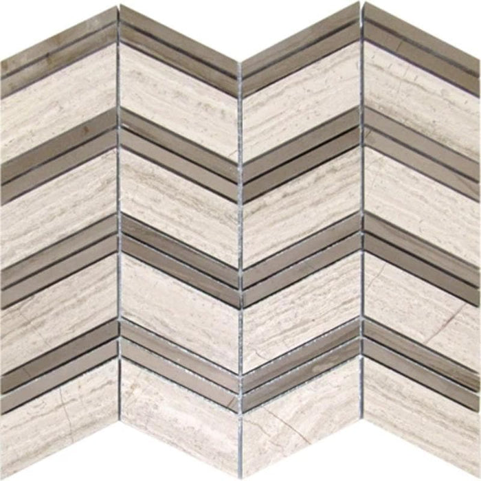 Haisa Light (White Oak) Marble Chevron Honed Mosaic Tile - TILE AND MOSAIC DEPOT