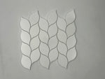 Thassos White Marble Leaf Design Polished Mosaic Tile - TILE & MOSAIC DEPOT