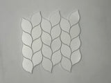 Thassos White Marble Leaf Design Polished Mosaic Tile - TILE & MOSAIC DEPOT