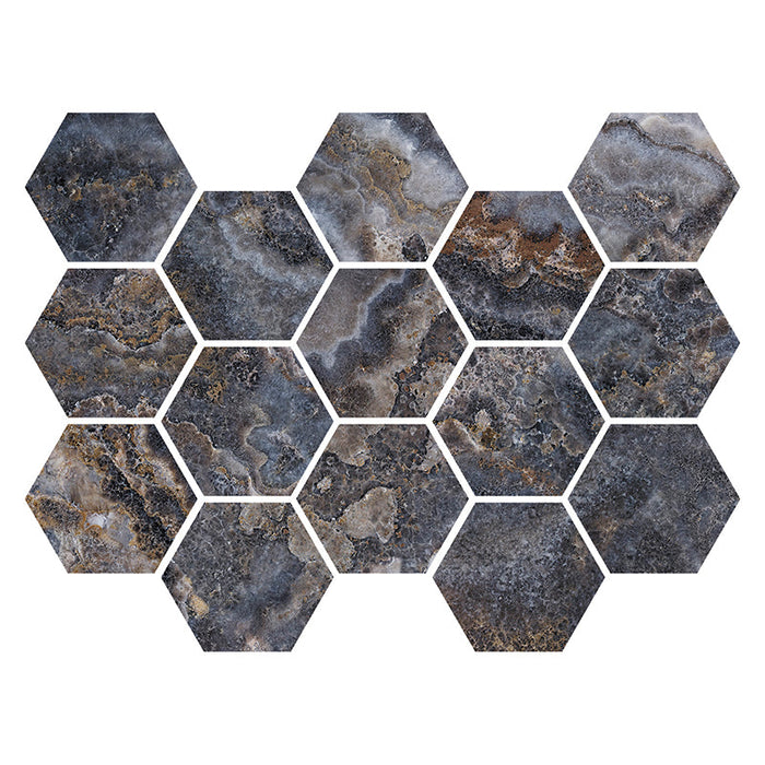 Imperial Teva Blue Hexagon Porcelain Mosaic Tile - TILE & MOSAIC DEPOT