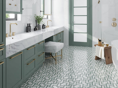 KINSALE Mint Green, Thassos, Shell Mosaic Tile - TILE & MOSAIC DEPOT