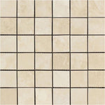 Ivory Travertine 2x2 Filled and Honed Mosaic Tile - TILE AND MOSAIC DEPOT