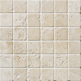 Ivory Travertine 2x2 Tumbled Mosaic Tile - TILE AND MOSAIC DEPOT