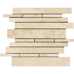 Ivory Travertine Random Insert Honed Mosaic Tile - TILE AND MOSAIC DEPOT