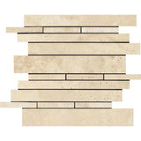 Ivory Travertine Random Insert Honed Mosaic Tile - TILE AND MOSAIC DEPOT