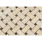 Crema Marfil Marble Basketweave w/ Emp Dots Polished Mosaic Tile - TILE AND MOSAIC DEPOT