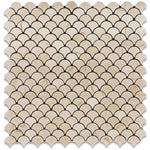 Crema Marfil Marble Fan Shape Design Polished Mosaic Tile - TILE AND MOSAIC DEPOT