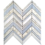 DRAGONISI Blue Celeste, Thassos, Shell Mosaic Tile - TILE & MOSAIC DEPOT