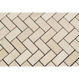 Crema Marfil Marble 1x2 Herringbone Honed Mosaic Tile - TILE AND MOSAIC DEPOT