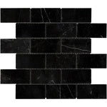 Nero Marquina Marble 2x4 Polished Mosaic Tile - TILE AND MOSAIC DEPOT