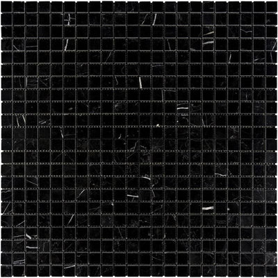 Nero Marquina Marble 1x1 Honed Mosaic Tile - TILE AND MOSAIC DEPOT