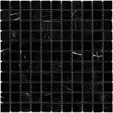 Nero Marquina Marble 1x1 Polished Mosaic Tile - TILE AND MOSAIC DEPOT