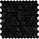 Nero Marquina Marble 2x2 Hexagon Polished Mosaic Tile - TILE AND MOSAIC DEPOT