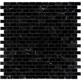 Nero Marquina Marble 1x2 Polished Mosaic Tile - TILE AND MOSAIC DEPOT