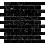 Nero Marquina Marble 1x2 Polished Mosaic Tile - TILE AND MOSAIC DEPOT