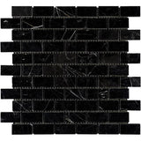 Nero Marquina Marble 1x2 Polished Mosaic Tile - TILE AND MOSAIC DEPOT