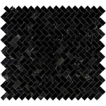 Nero Marquina Marble 1x2 Herringbone Polished Mosaic Tile - TILE AND MOSAIC DEPOT