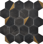 ROCKART NERO MARQUINA HEXAGON 12X13 MOSAIC.