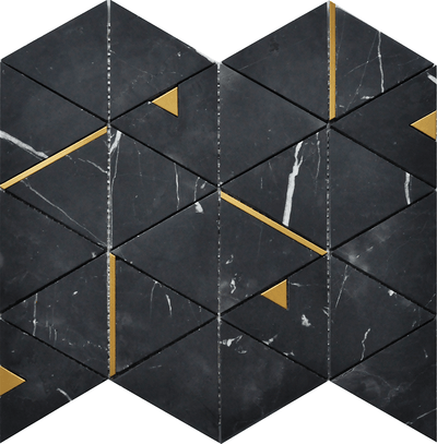 ROCKART NERO MARQUINA TRIANGLE 12X14 MOSAIC.