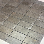 Nova Blue Limestone 1 1/4 X 2 1/4 Honed Stacked Mosaic Tile.