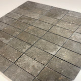 Nova Blue Limestone 1 1/4 X 2 1/4 Honed Stacked Mosaic Tile.