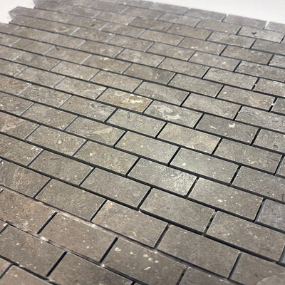 Nova Blue Mini Brick Limestone 1/2X1 Honed Mosaic Tile.