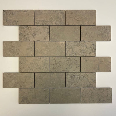 Nova Gray Limestone 2x4 Honed Mosaic Tile.