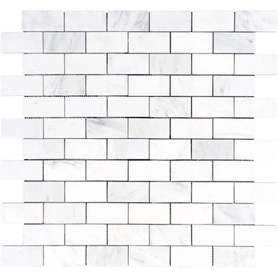 Asian Statuary (Oriental White) Marble 1x2 Honed Mosaic Tile - TILE & MOSAIC DEPOT