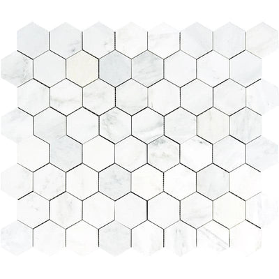 Asian Statuary (Oriental White) Marble 3x3 Hexagon Honed Mosaic Tile - TILE & MOSAIC DEPOT