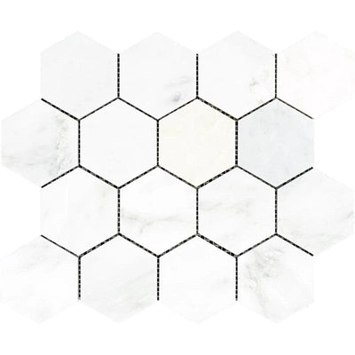 Asian Statuary (Oriental White) Marble 3x3 Hexagon Honed Mosaic Tile - TILE & MOSAIC DEPOT