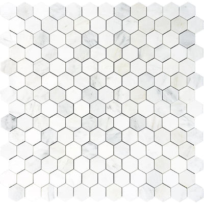 Asian Statuary (Oriental White) Marble 1x1 Hexagon Honed Mosaic Tile - TILE & MOSAIC DEPOT