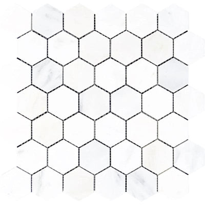 Asian Statuary (Oriental White) Marble 2x2 Hexagon Polished Mosaic Tile - TILE AND MOSAIC DEPOT