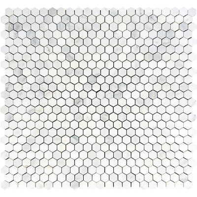 Asian Statuary (Oriental White) Marble 1x1 Hexagon Polished Mosaic Tile - TILE AND MOSAIC DEPOT