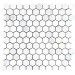 Asian Statuary (Oriental White) Marble 1x1 Hexagon Polished Mosaic Tile - TILE AND MOSAIC DEPOT