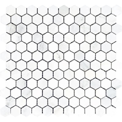 Asian Statuary (Oriental White) Marble 1x1 Hexagon Polished Mosaic Tile - TILE AND MOSAIC DEPOT