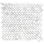 Asian Statuary (Oriental White) Marble 1x2 Herringbone Honed Mosaic Tile - TILE & MOSAIC DEPOT