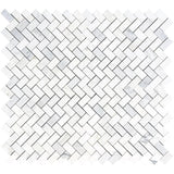 Asian Statuary (Oriental White) Marble 1x2 Herringbone Honed Mosaic Tile - TILE & MOSAIC DEPOT