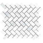 Asian Statuary (Oriental White) Marble 1x2 Herringbone Honed Mosaic Tile - TILE & MOSAIC DEPOT