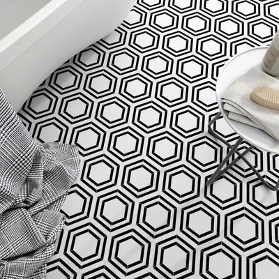 Thassos Nero Marquina Hexagon Special Design Mosaic Tile.