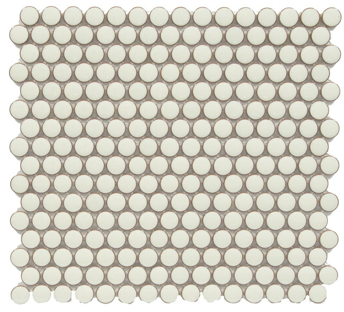 CC Mosaics +PEARL WHITE PENNY ROUND 12X12 MOSAIC.