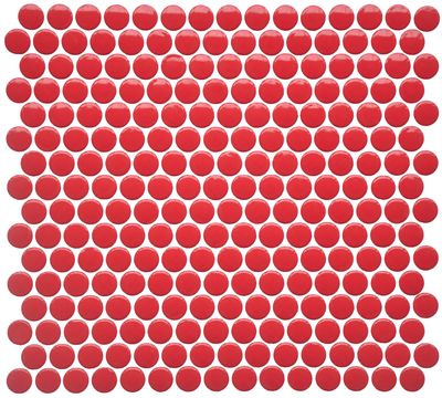 Cc Mosaics Red Pepper Penny Round Porcelain Mosaic Tile.