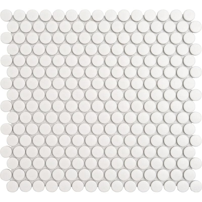 RIGEL WHITE PENNY ROUND MOSAIC TILE - TILE & MOSAIC DEPOT