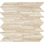 Durango Honed Travertine Small Random Strip Mosaic Tile.