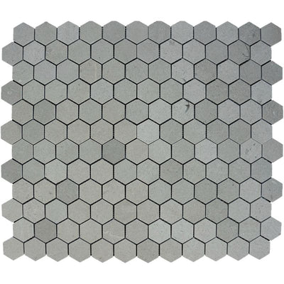 Spanish Grey Marble 2x2 Hexagon Polished Mosaic Tile.