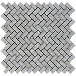 Spanish Grey Marble 1x2 Herringbone Polished Mosaic Tile.